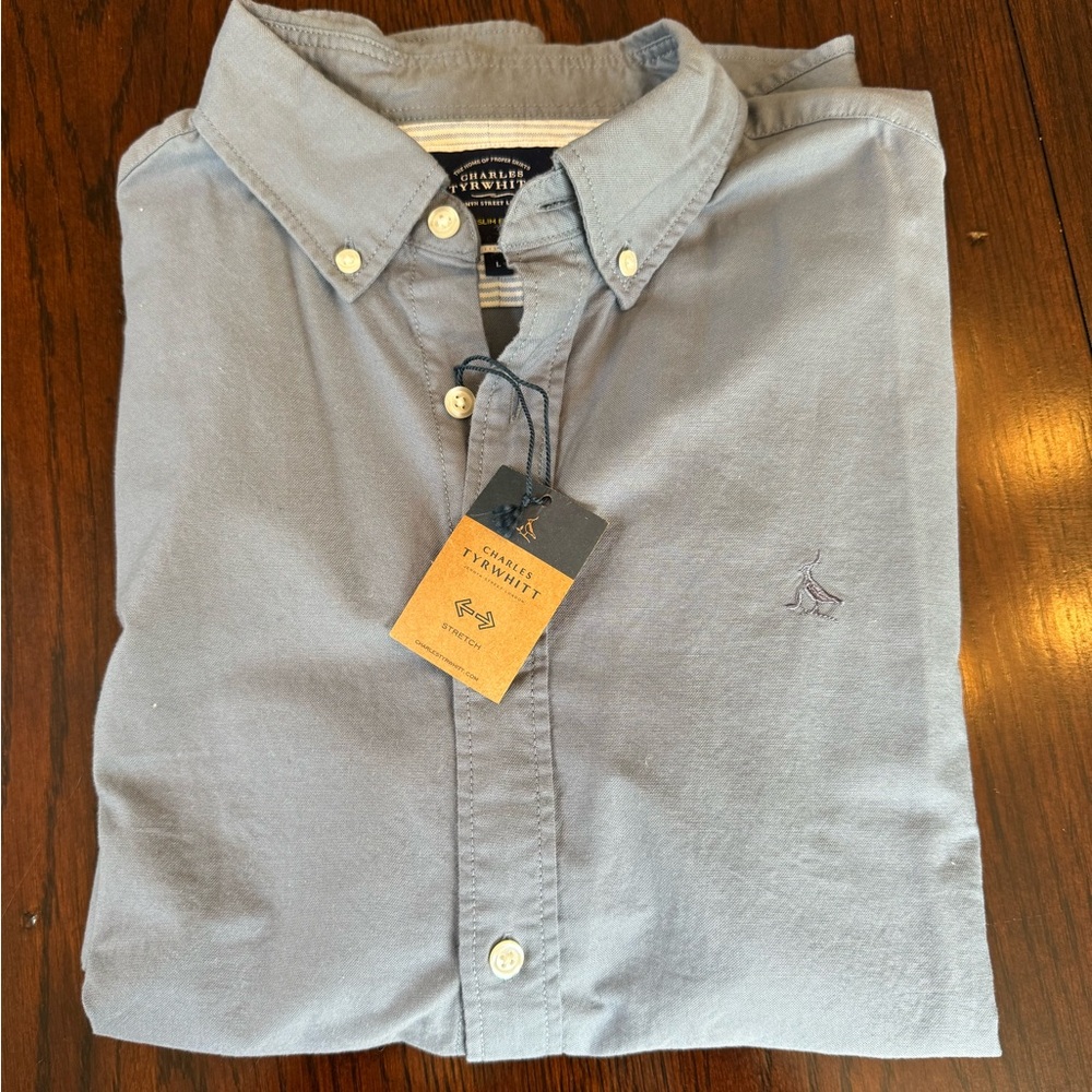 Charles Tyrwhitt, Slim Fit Oxford Button Down, Men’s Large, Blue - Picture 2 of 7